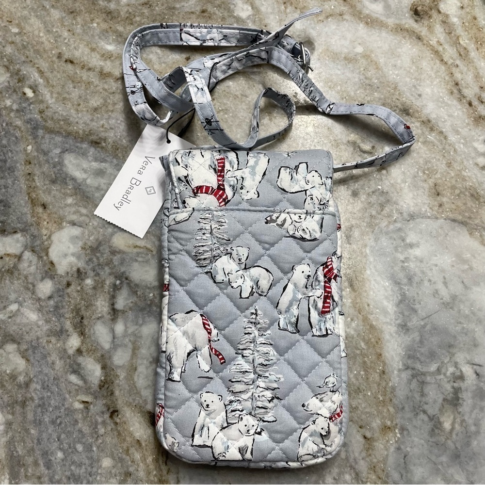 VERA BRADLEY Carson Cellphone Crossbody Bag Beary Merry BEARS Polar Bears NWT - Picture 5 of 10